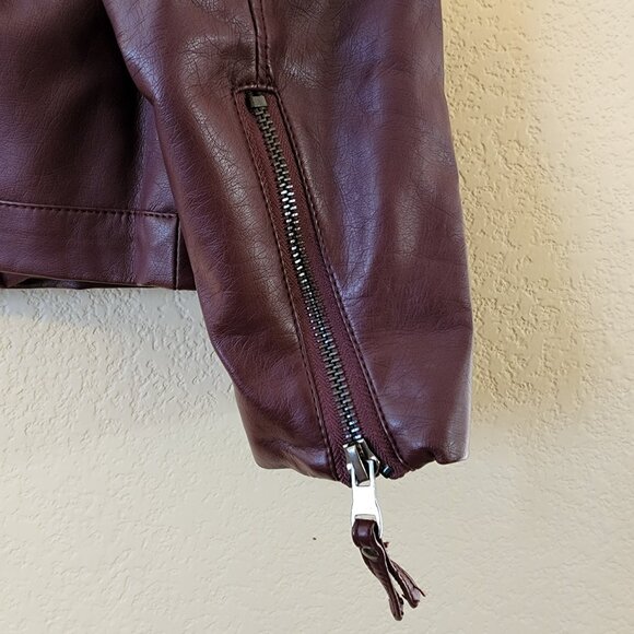 Lane Bryant Faux Leather Structured Zip Sleeve Purple Jacket Sz 18/20 - Picture 4 of 8